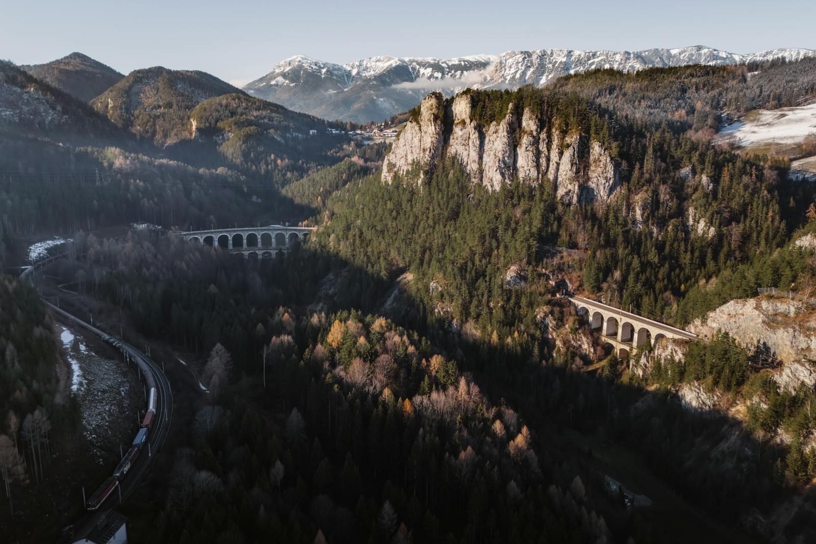 stunning aerial view of semmering railway viaduct