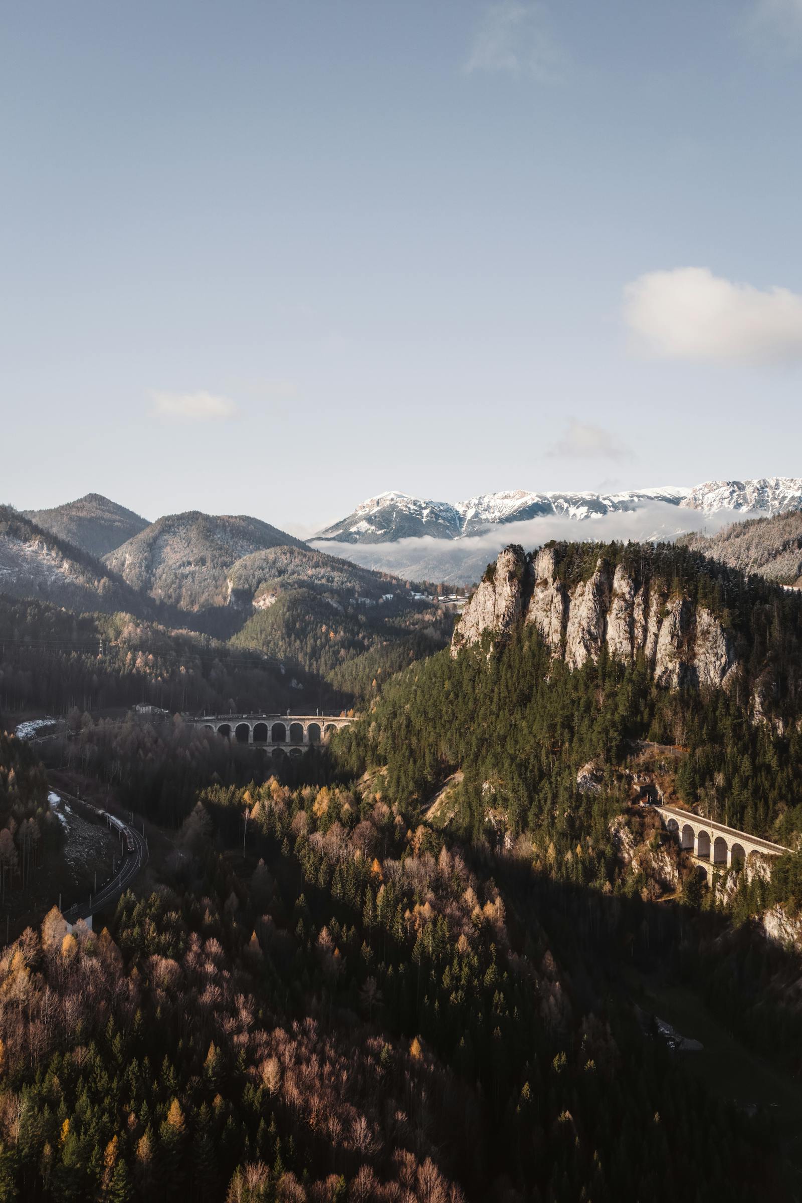 scenic view of semmering railway and mountains