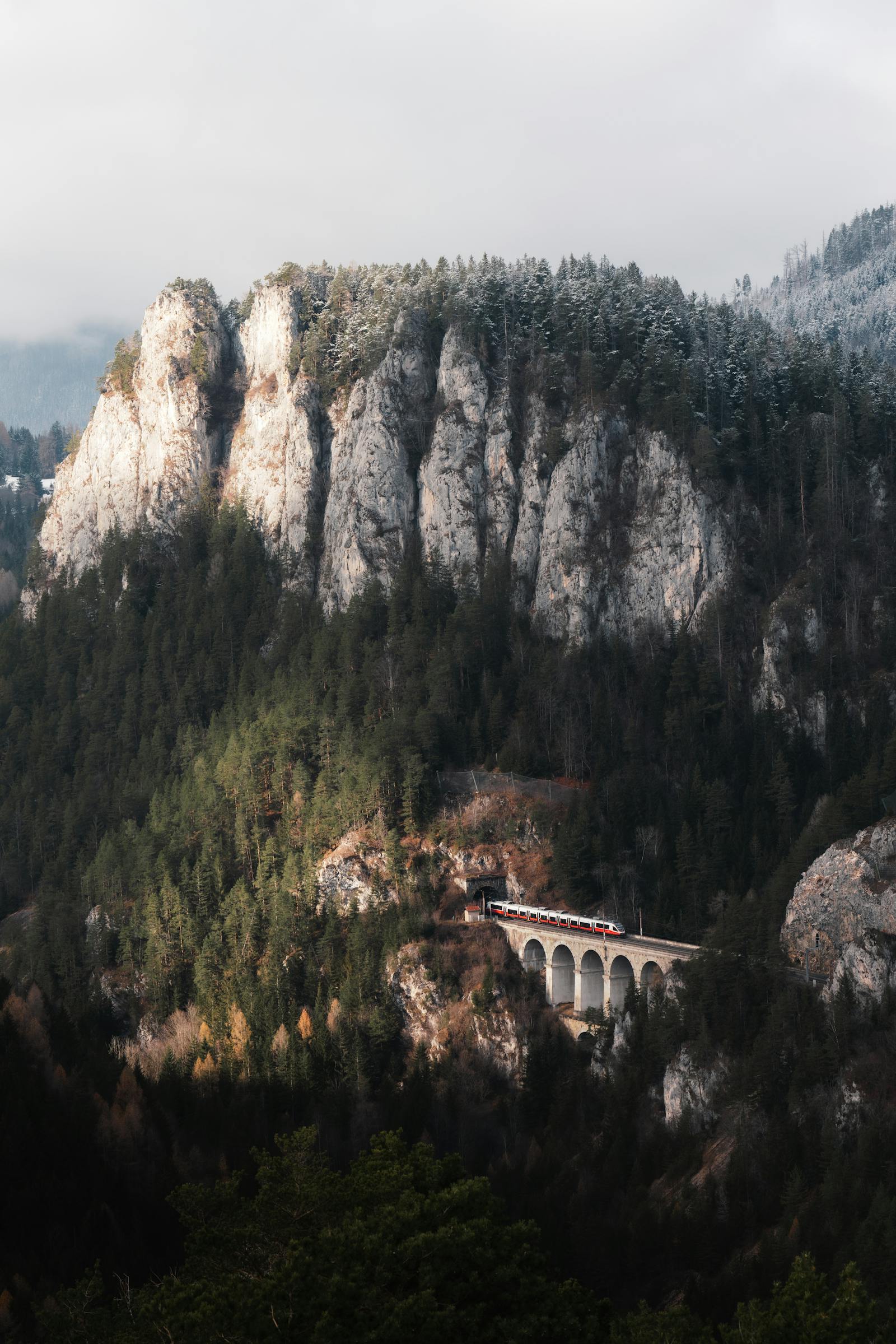 Explore the breathtaking landscapes of Semmering in Austria with this scenic train journey through the mountains.