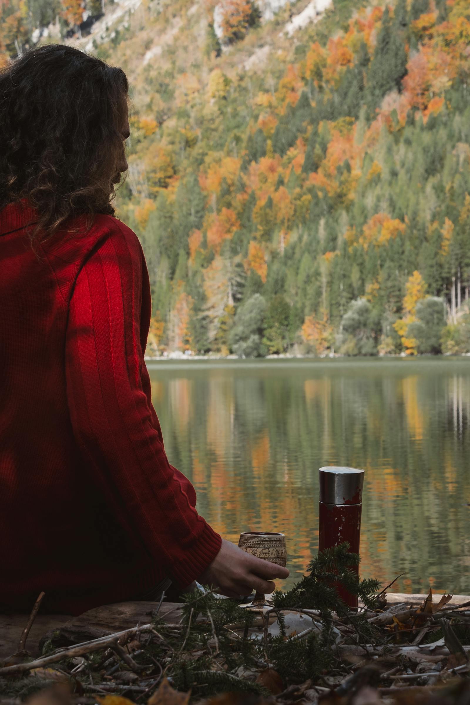 A serene autumn scene by a lake in Eisenerz, Austria, capturing the essence of peaceful nature in fall.