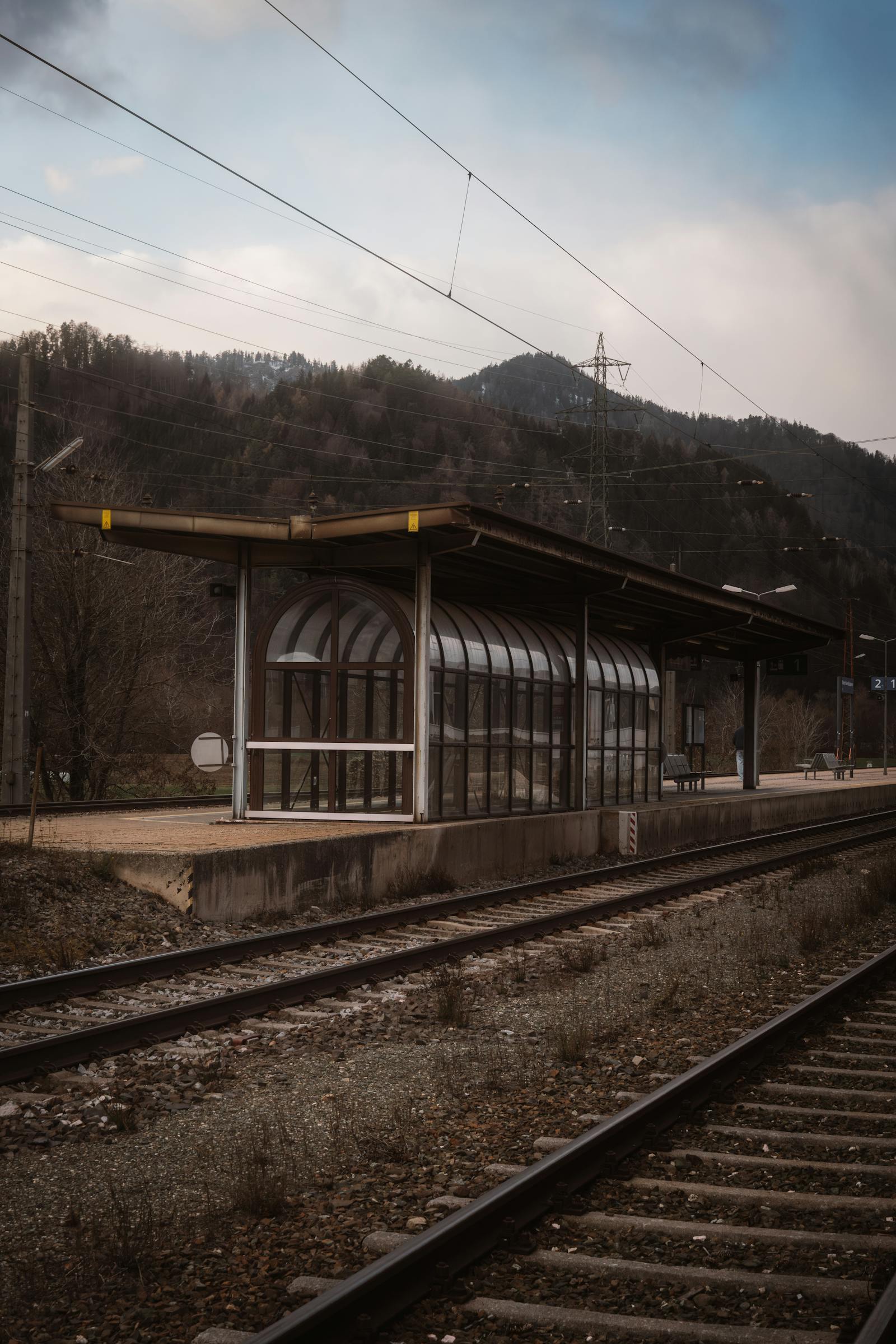 Quiet Train Station in Steiermark Austria