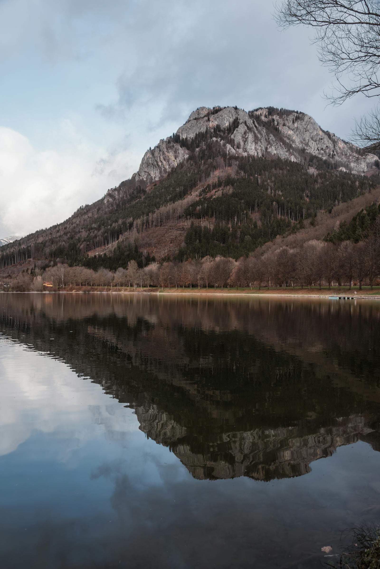 scenic reflection of mountain in lake at mixnitz