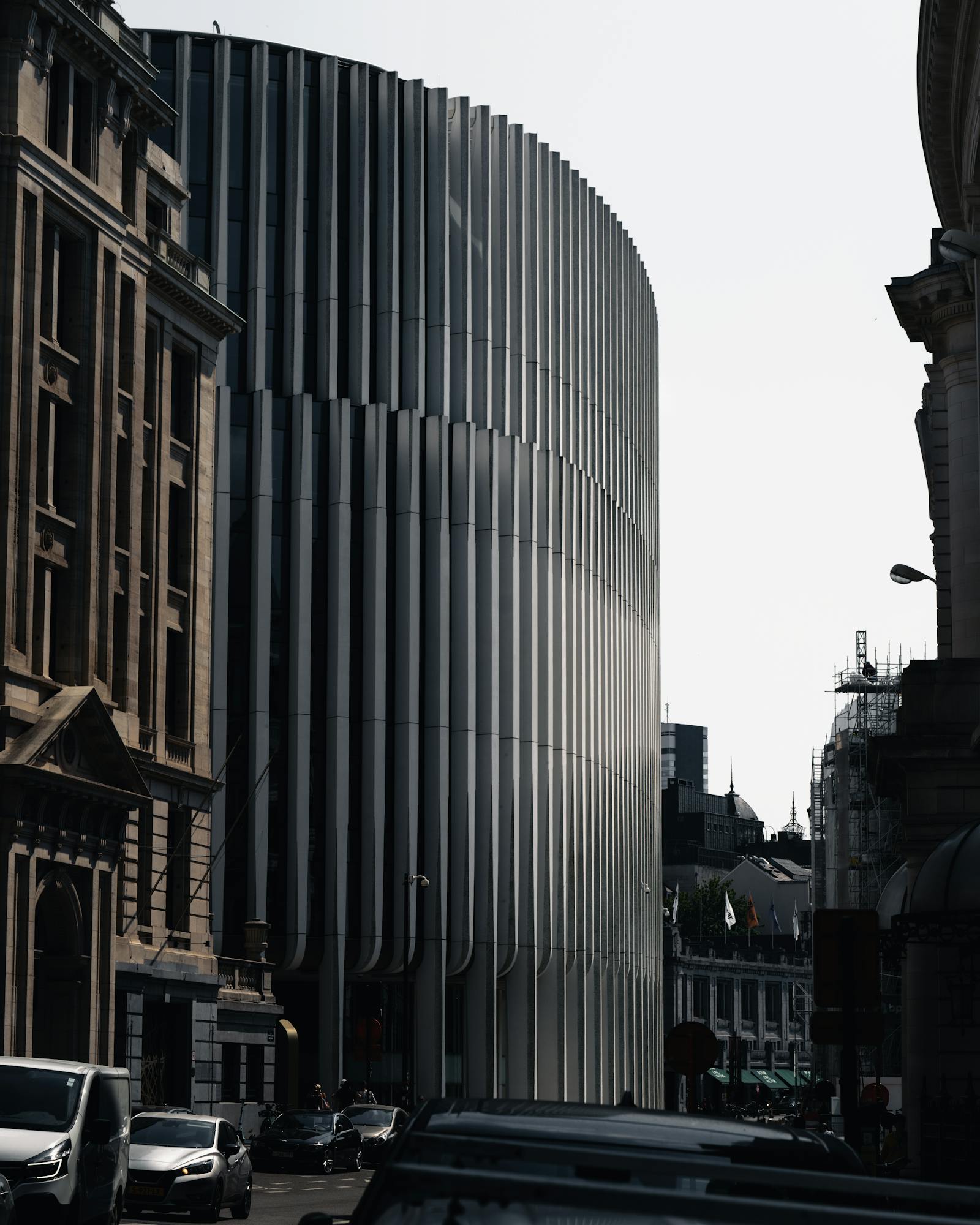 Captivating urban scene of modern architectural design in Brussels city streets.